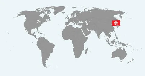 Pin map with Hong Kong flag on world map. Vector illustration. Stock Illustration