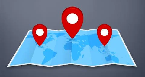 Pin map icon on a blue map Stock-Illustration