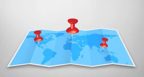 Pin map icon on a blue map Stock Illustration