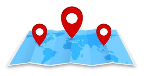 Pin map icon on a blue map Stock Illustration