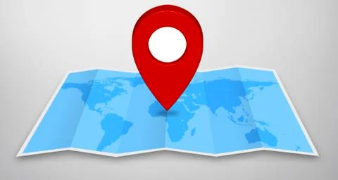 Pin map icon on a blue map Stock Illustration