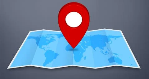 Pin map icon on a blue map Stock Illustration