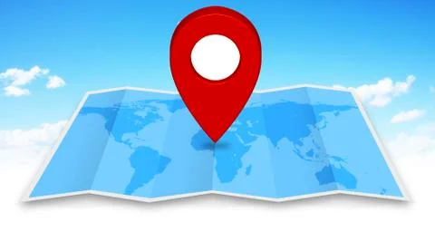 Pin map icon on a blue map Stock Illustration