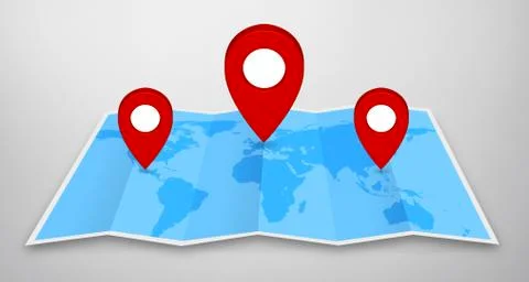 Pin map icon on a blue map Illustrazione stock