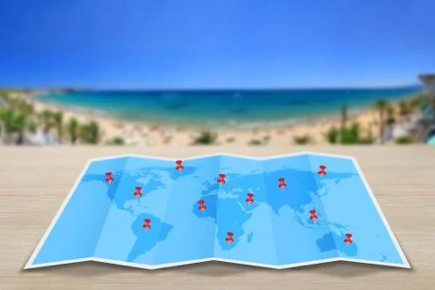 Pin map icon on a blue map 写真素材