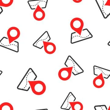 Pin map icon seamless pattern background. Gps navigation concept vector illus Stock Illustration