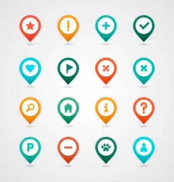 Pin map icon set. Map pointer. Map markers Stock Illustration