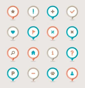 Pin map icon set. Map pointer. Map markers Stock Illustration