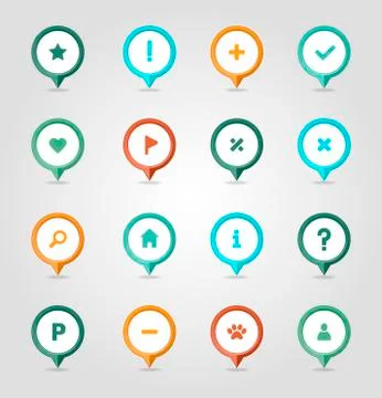Pin map icon set. Map pointer. Map markers Stock Illustration