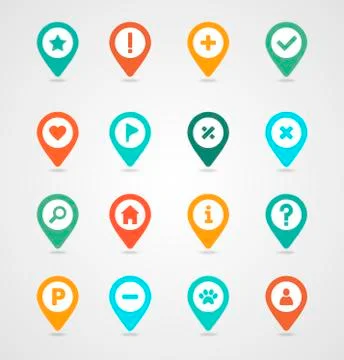 Pin map icon set. Map pointer. Map markers Stock Illustration