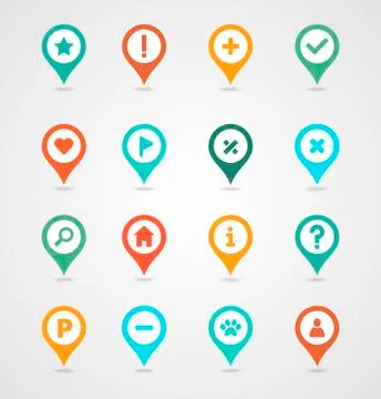 Pin map icon set. Map pointer. Map markers Stock Illustration