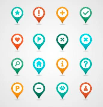 Pin map icon set. Map pointer. Map markers Stock Illustration