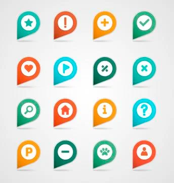 Pin map icon set. Map pointer. Map markers Stock Illustration