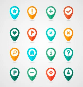 Pin map icon set. Map pointer. Map markers Stock Illustration