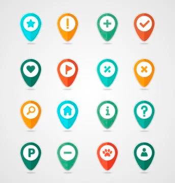 Pin map icon set. Map pointer. Map markers Illustrazione stock