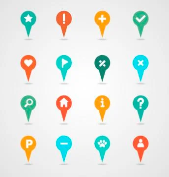 Pin map icon set. Map pointer. Map markers Stock Illustration