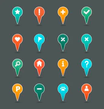 Pin map icon set. Map pointer. Map markers Stock Illustration