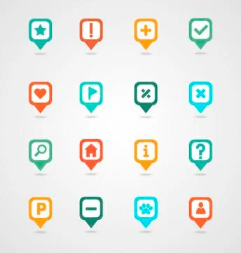 Pin map icon set. Map pointer. Map markers Stock Illustration