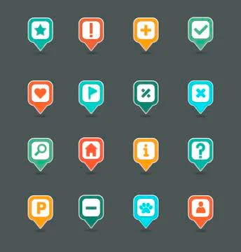 Pin map icon set. Map pointer. Map markers Stock Illustration