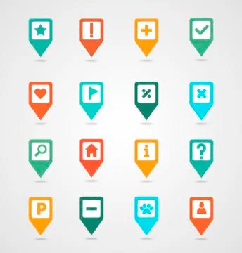 Pin map icon set. Map pointer. Map markers Stock Illustration