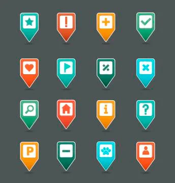 Pin map icon set. Map pointer. Map markers Stock Illustration