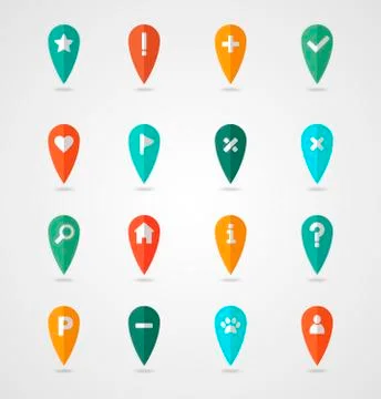 Pin map icon set. Map pointer. Map markers Stock Illustration