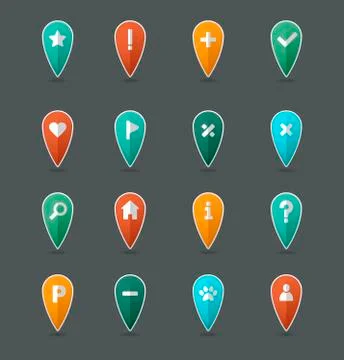 Pin map icon set. Map pointer. Map markers Stock Illustration