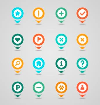 Pin map icon set. Map pointer. Map markers Stock Illustration