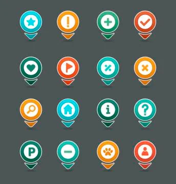 Pin map icon set. Map pointer. Map markers Stock Illustration