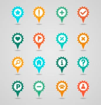 Pin map icon set. Map pointer. Map markers Stock Illustration