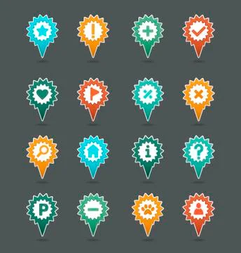 Pin map icon set. Map pointer. Map markers Stock Illustration