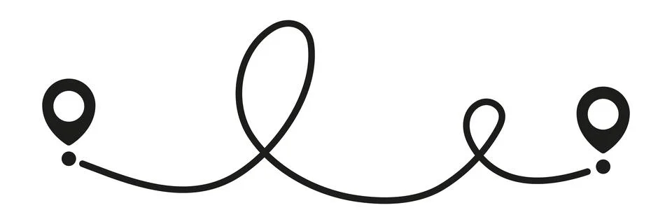 Pin map line. Navigation pointers. 库存插图