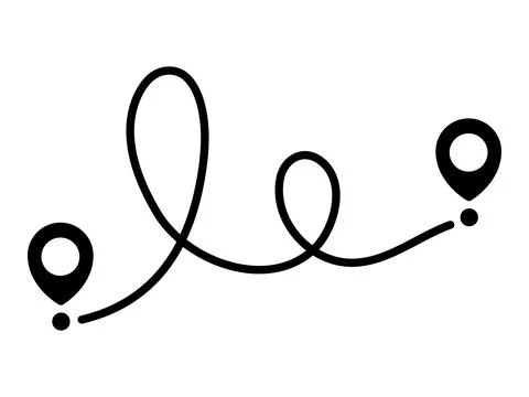 Pin map line. Navigation pointers. Stock Illustration