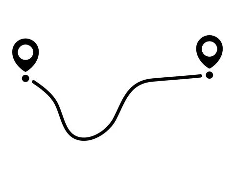 Pin map line. Navigation pointers. Stock Illustration