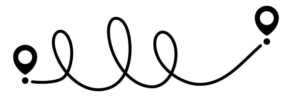 Pin map line. Navigation pointers. Stock Illustration