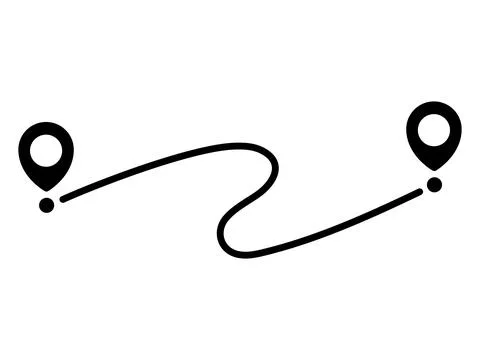 Pin map line. Navigation pointers. Stock Illustration