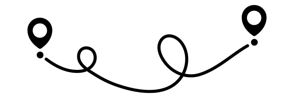 Pin map line. Navigation pointers. Stock Illustration