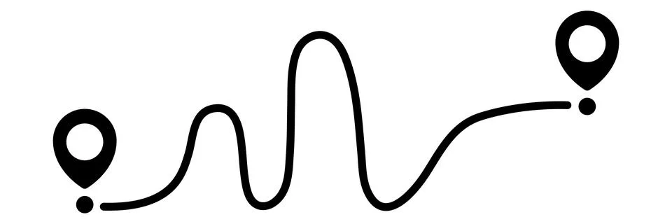 Pin map line. Navigation pointers. Stock Illustration