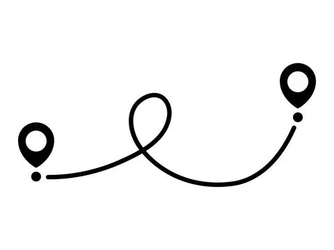 Pin map line. Navigation pointers. Stock Illustration