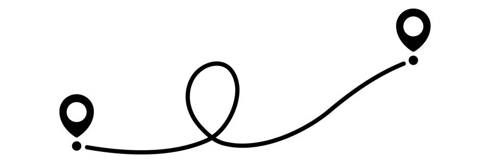 Pin map line. Navigation pointers. Stock Illustration