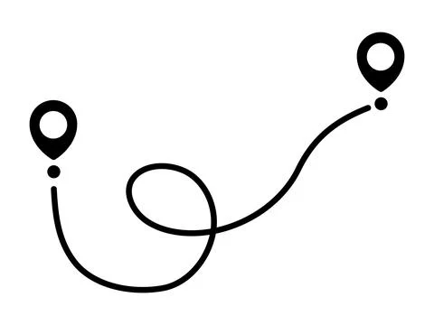 Pin map line. Navigation pointers. Stock Illustration