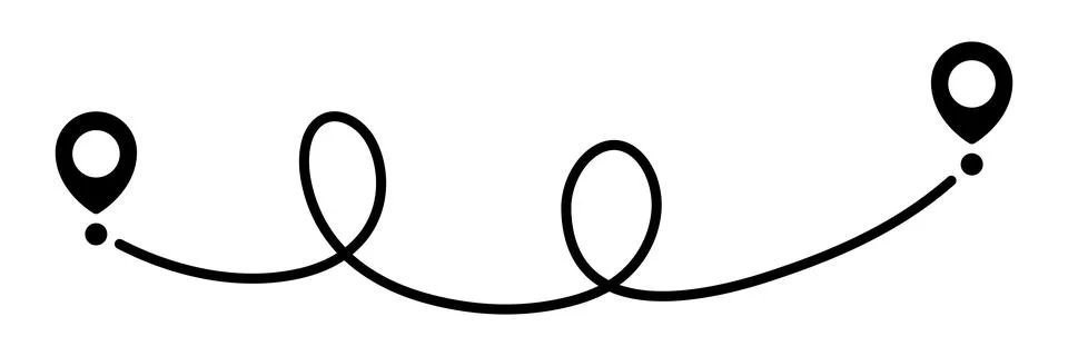 Pin map line. Navigation pointers. 库存插图