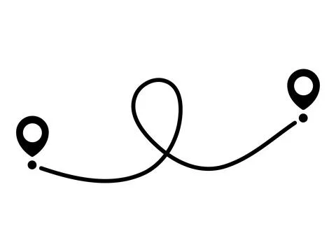 Pin map line. Navigation pointers. Stock Illustration