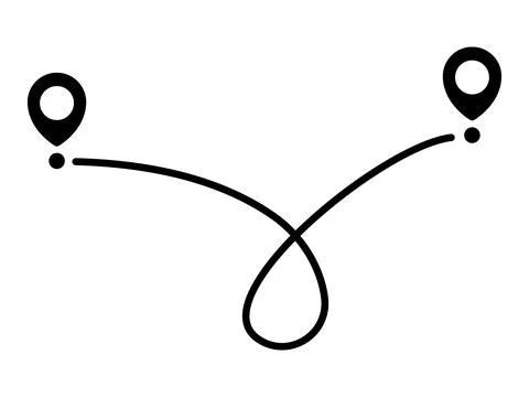 Pin map line. Navigation pointers. Stock Illustration