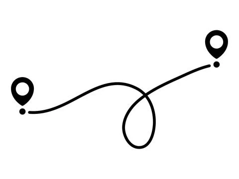 Pin map line. Navigation pointers. Stock Illustration