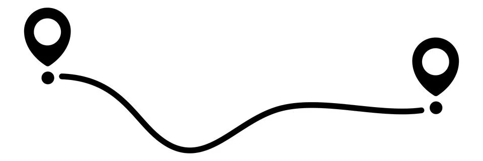 Pin map line. Navigation pointers. Stock Illustration