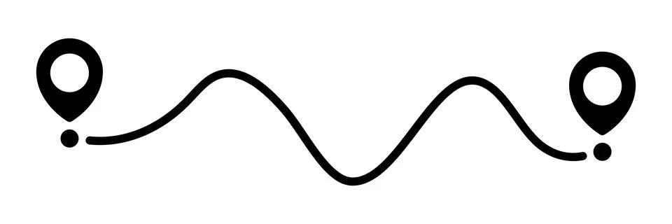 Pin map line. Navigation pointers. Stock Illustration