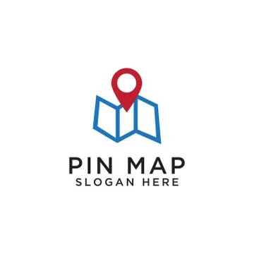 Pin map logo design template Stock Illustration