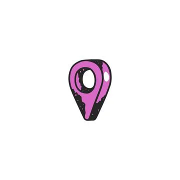 Pin map marker hand drawn in isometric perspective, vector doodle icon. Cartoon Illustrazione stock