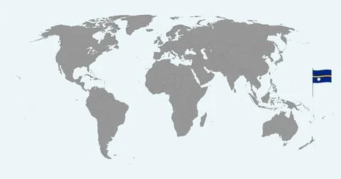 Pin map with Nauru flag on world map. Vector illustration. Stock Illustration